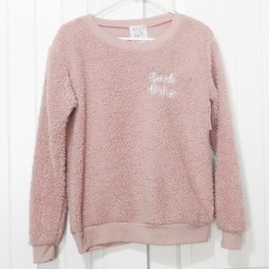 NWT Super Soft & Cozy Sherpa Good Vibes Pull Over